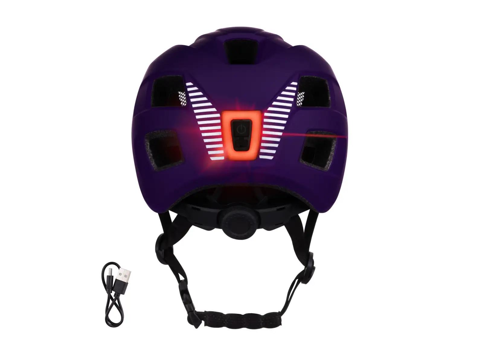 Force Zebu kask rowerowy dla dzieci z lampką tylni fioletowa