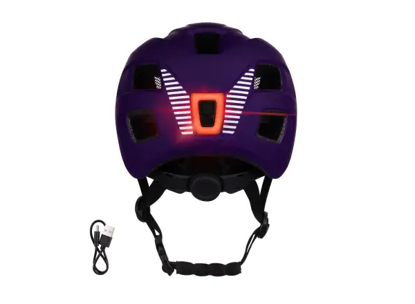 Force Zebu kask rowerowy dla dzieci z lampką tylni fioletowa