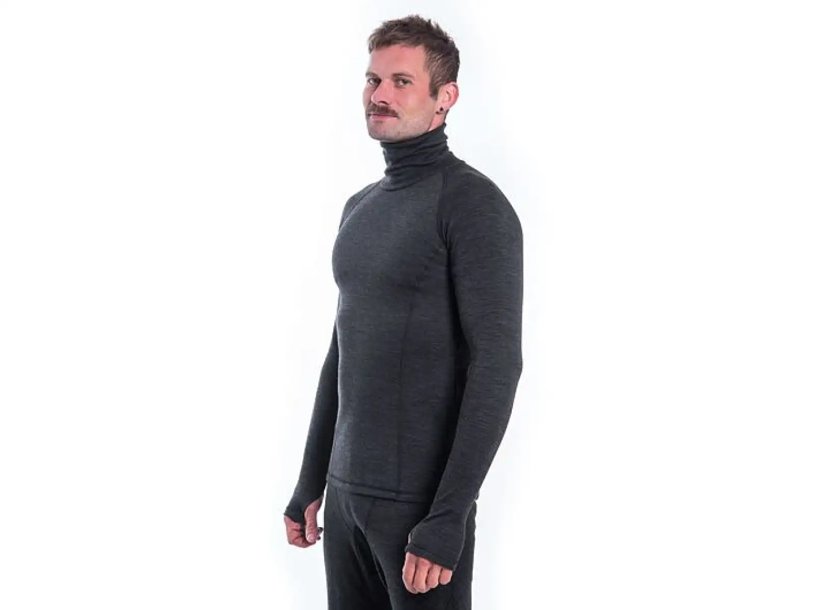 Sensor Merino Bold Neck męska koszulka z długim rękawem Anthracite Gray