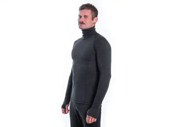 Sensor Merino Bold Neck męska koszulka z długim rękawem Anthracite Gray