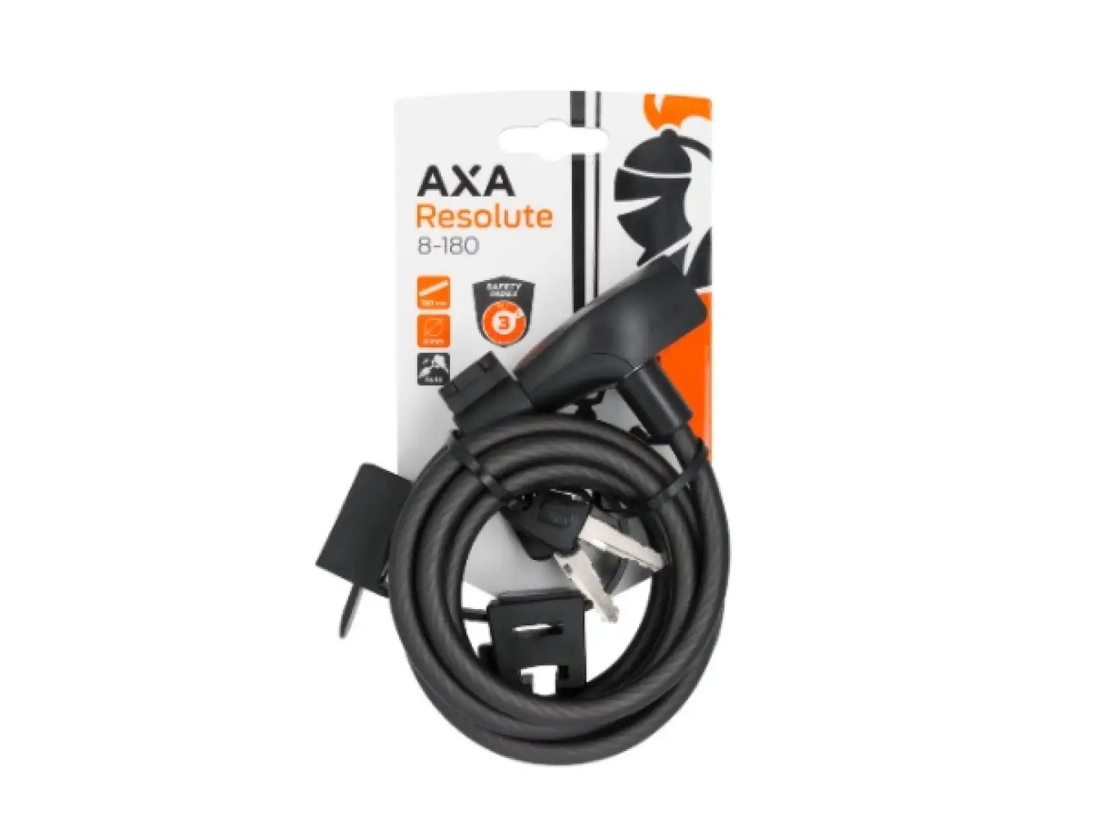 AXA Cable Resolute 8 - 180 zamkowy kabel Mat Black 180 cm
