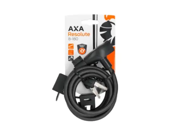AXA Cable Resolute 8 - 180 zamkowy kabel Mat Black 180 cm
