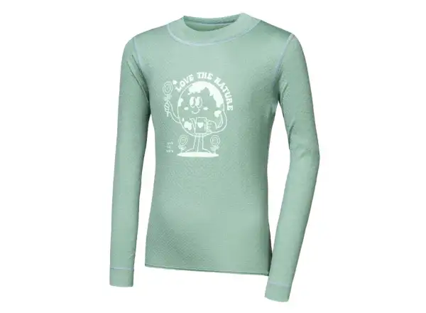 Sensor Merino DF Planet dziecięca koszulka z długim rękawem Basil Green