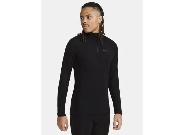 Craft ADV Wool Merino męska koszulka długi rękaw z zamkiem czarna