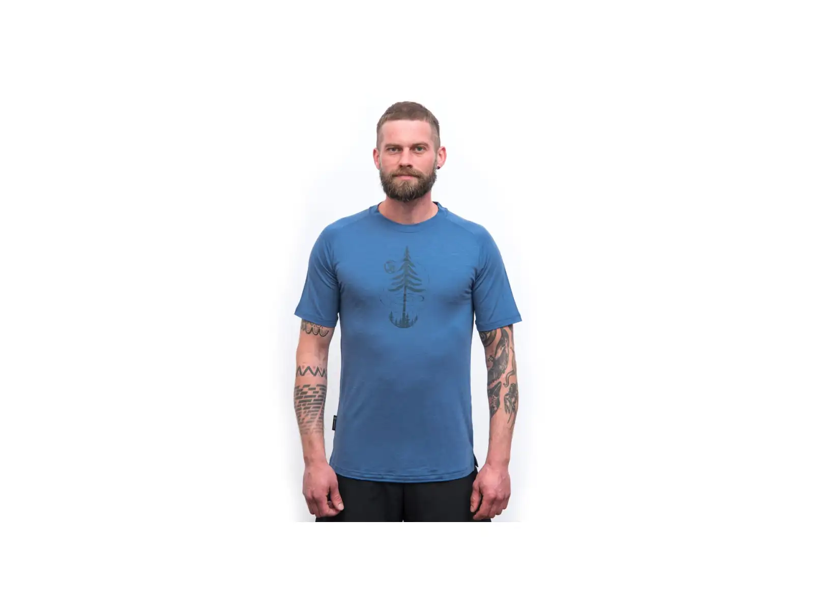 Sensor Merino Air Earth męska koszulka krótki rękaw Riviera Blue