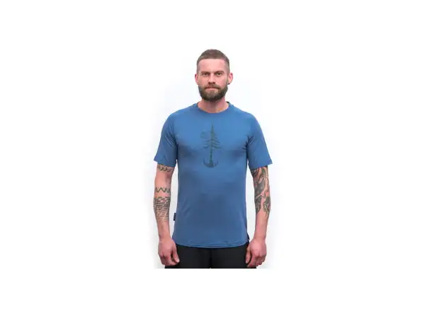 Sensor Merino Air Earth męska koszulka krótki rękaw Riviera Blue