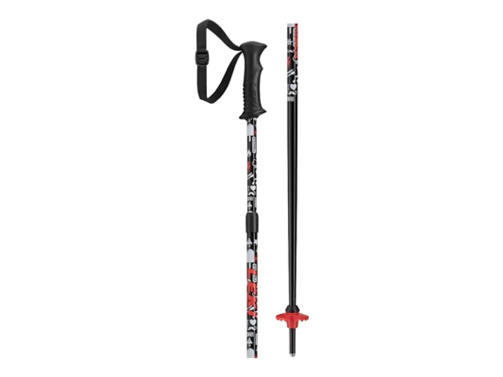 Leki Rider Vario kije narciarskie black/white/neon red