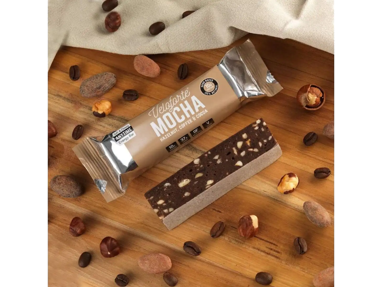 Veloforte Mocha Bar baton 70 g Hazelnut, Coffee & Cocoa