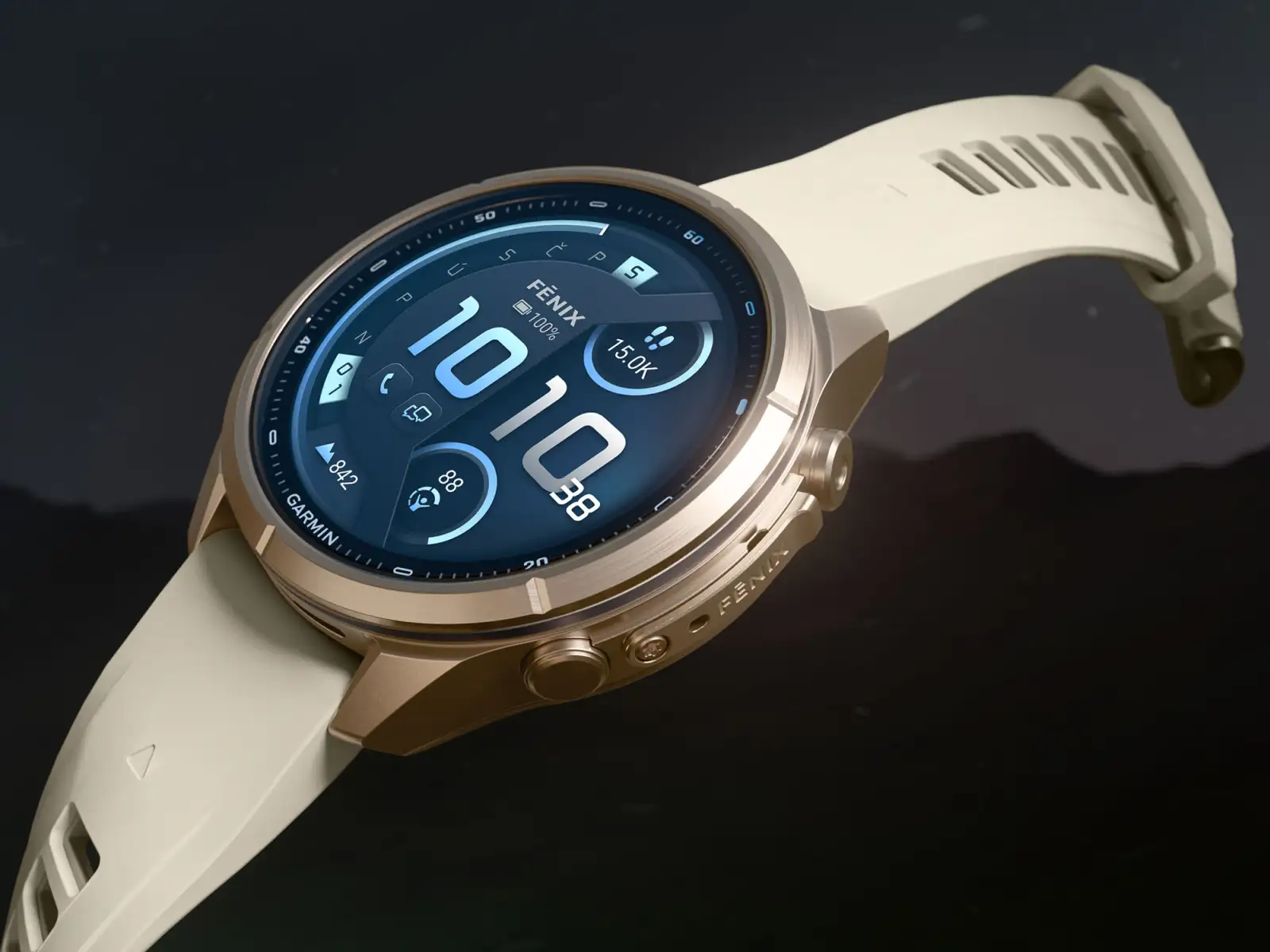 Garmin Fénix 9 Pro inReach 43 mm smartwatch Autumn gold Titanium Cream/French gray