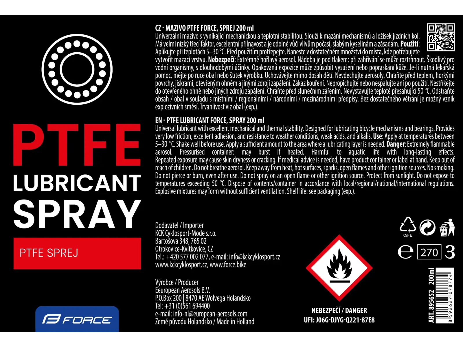 Force smar PTFE spray 200 ml