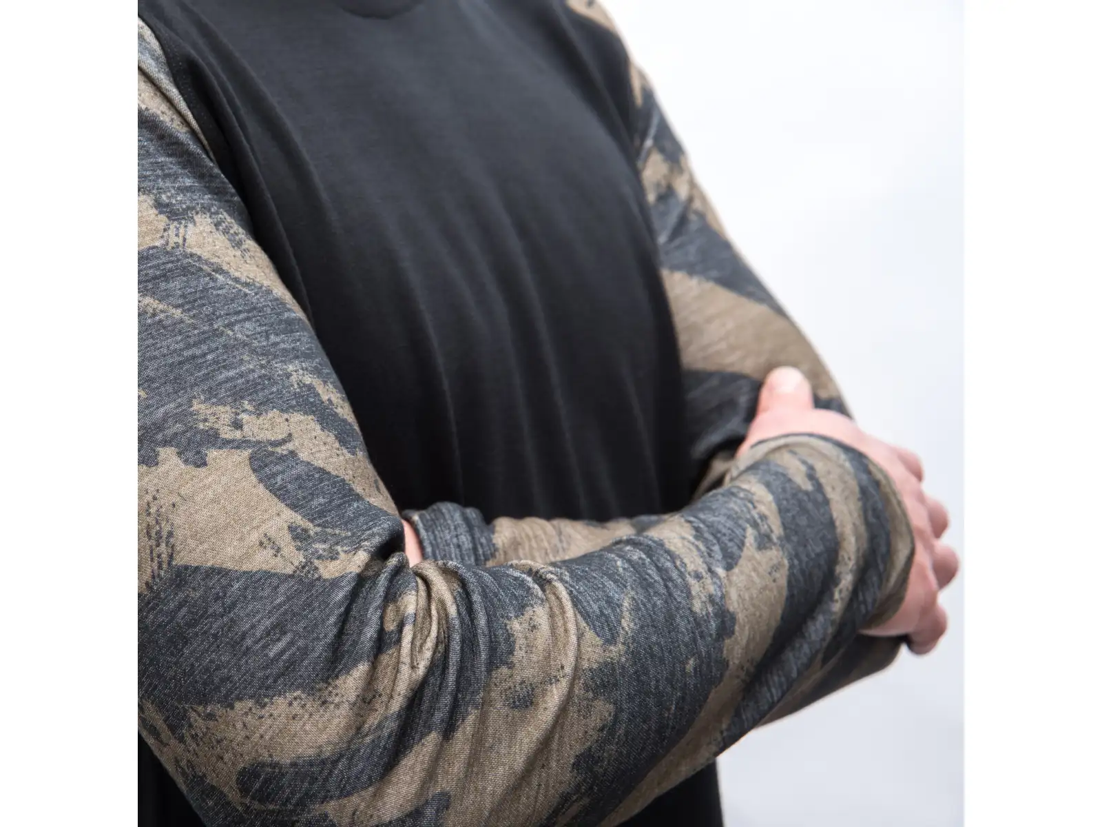 Sensor Merino Blend Impress męska koszulka długi rękaw czarna/brush