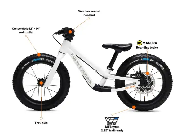 Kids Ride Shotgun Dirt Hero 12 rowerek biegowy z hamulcem