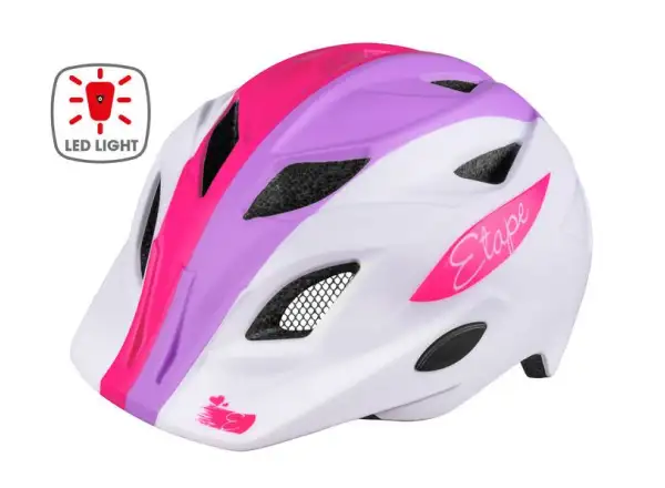 Etape Pluto Light dziecięcy kask rowerowy biała/lila matowa