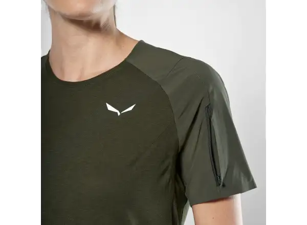 Salewa Puez AM Hyb damska koszulka krótki rękaw Dark Olive