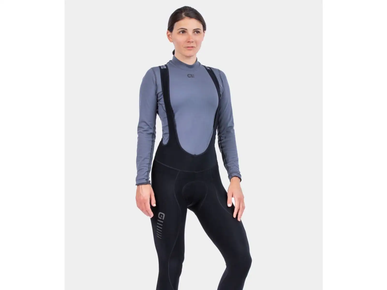 Alé Solid Essential damskie zimowe spodnie rowerowe z szelkami Black