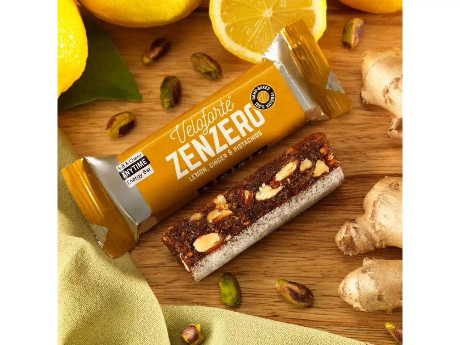 Veloforte Zenzero Bar baton 62 g Lemon, Ginger & Pistachios