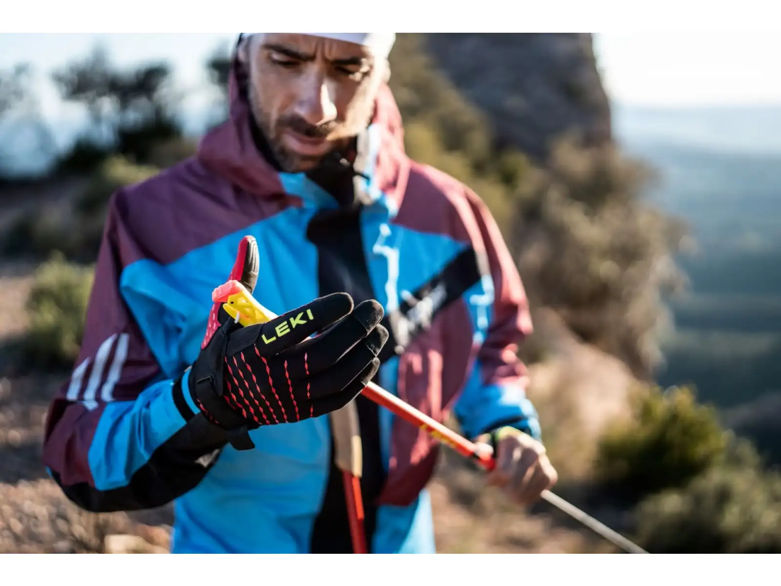 Leki Ultra Trail Storm Shark rękawice do biegania Black/Red/Neon Yellow