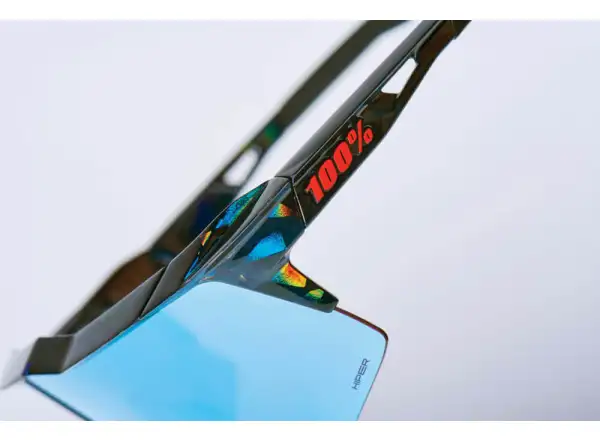 100% SPEEDCRAFT okulary rowerowe Black Holographic/Hiper blue Multilayer Mirror Lens