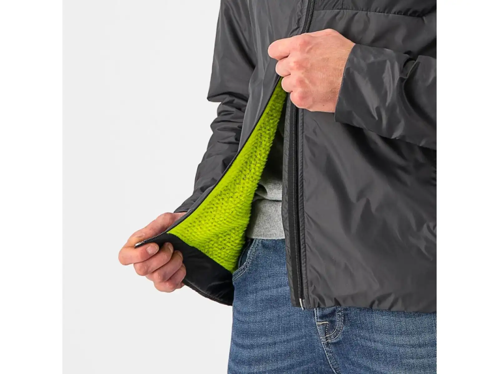 Castelli Riscalda Puffy męska kurtka dark gray/eletric lime