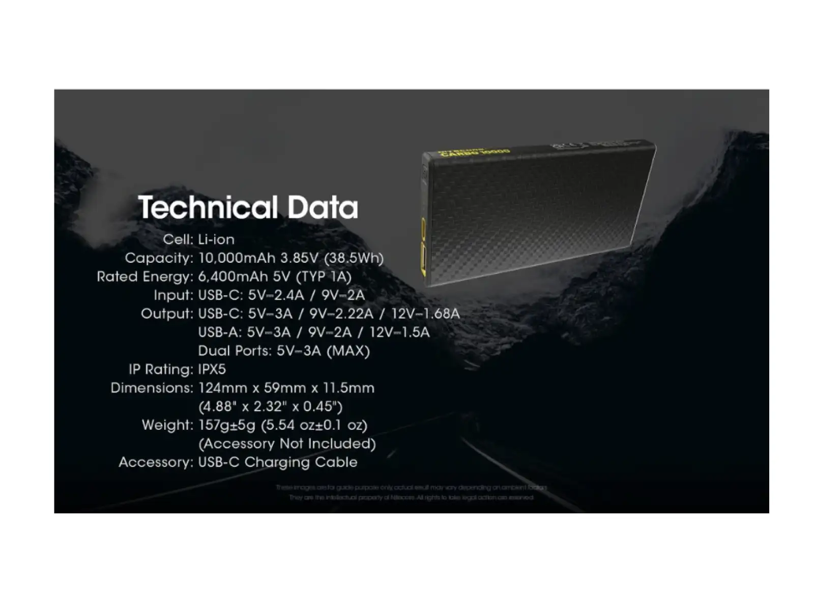 Nitecore wydajny Powerbank CARBO 10000, USB-C, 10000 mAh