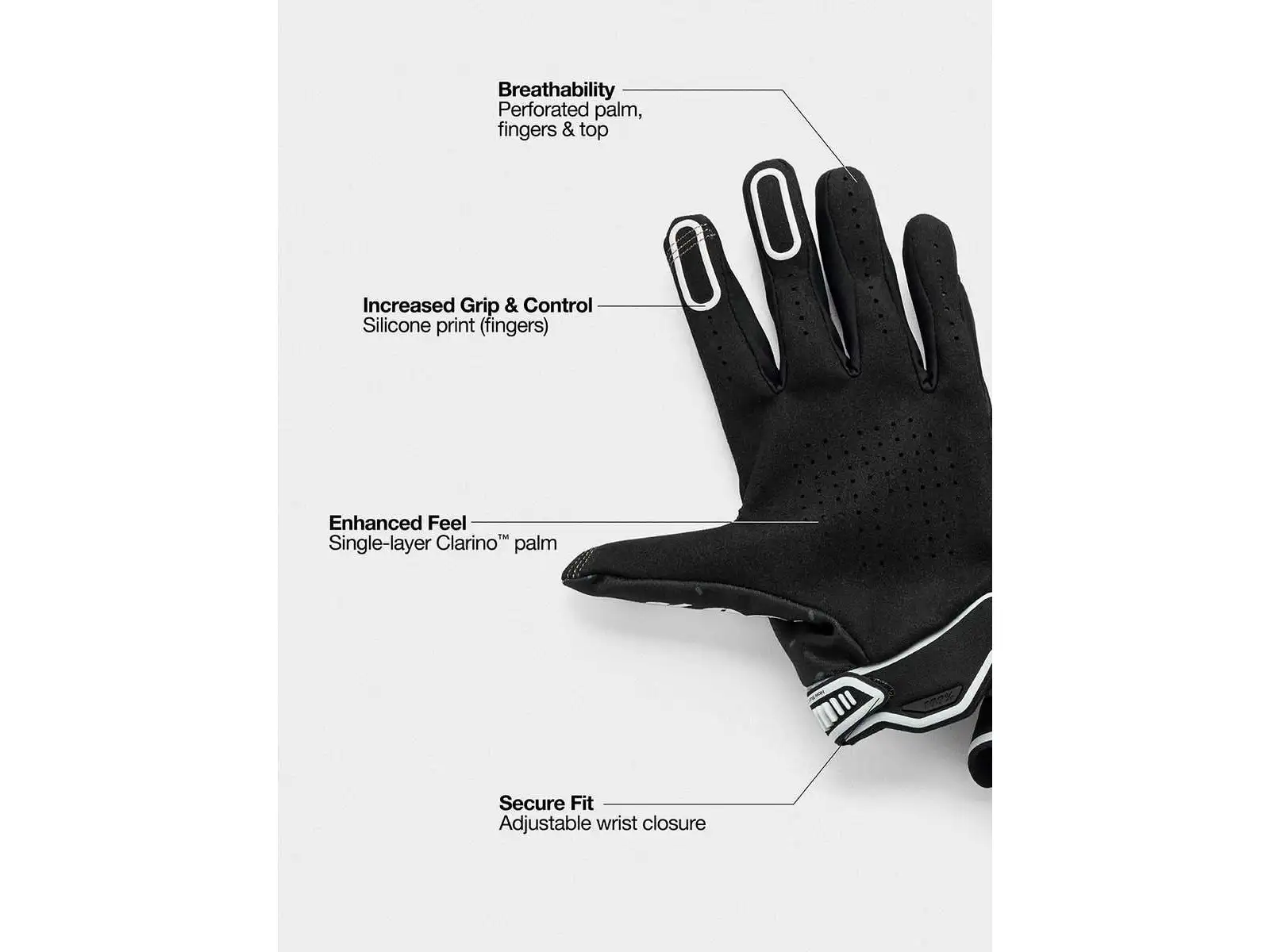 100% Ridefit męskie rękawice Black