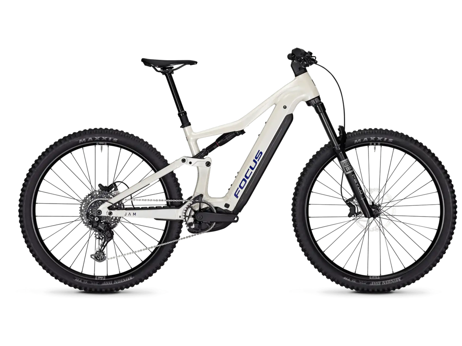 Focus JAM 7 600Wh w pełni amortyzowany rower elektryczny Champagne / Shellwhite