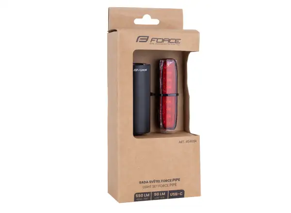 Force Pipe USB zestaw świateł przednie + tylne czarna