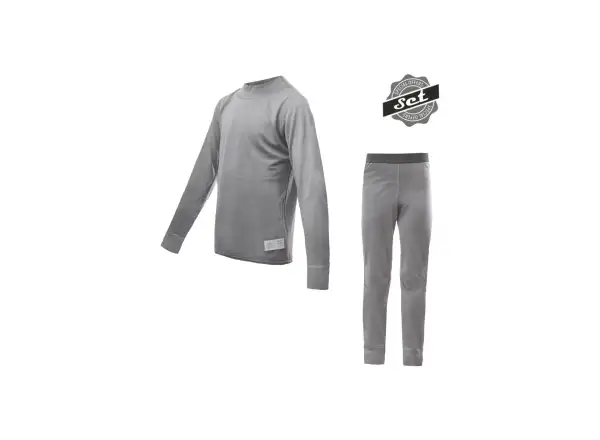 Sensor Merino Active zestaw juniorska koszulka długi rękaw + spodnie szary