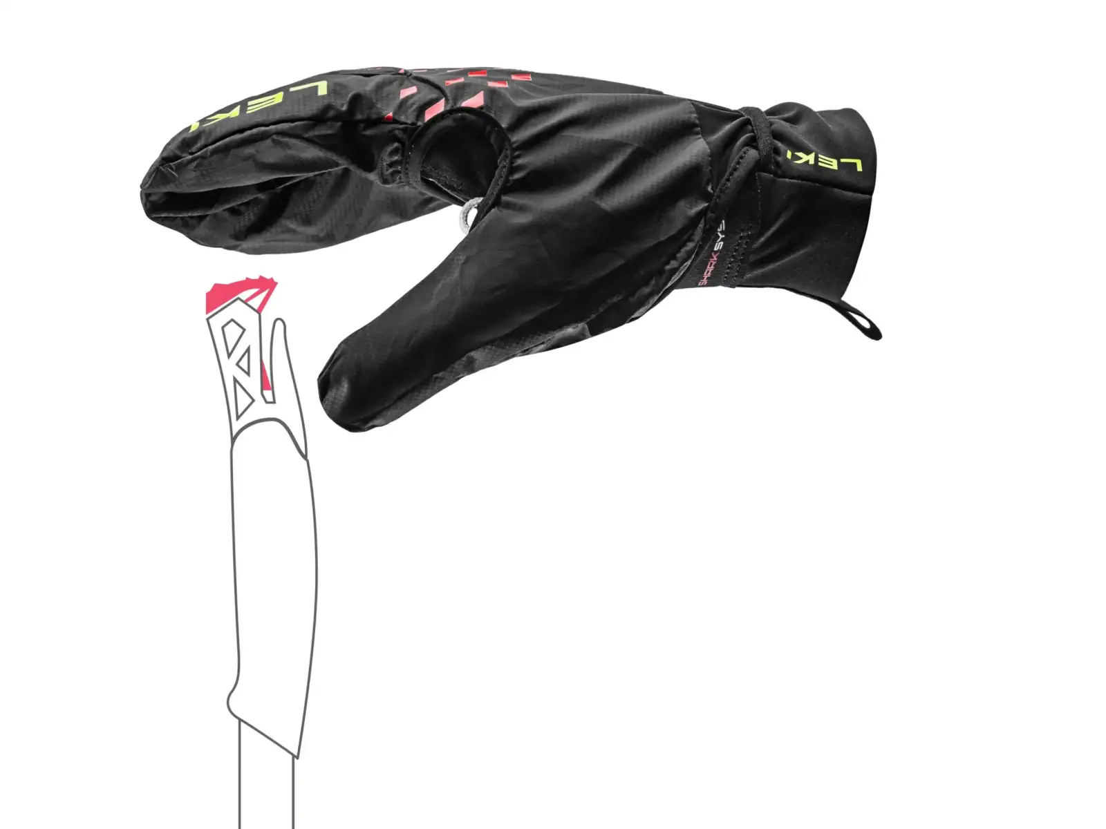 Leki Ultra Trail Storm Shark rękawice do biegania Black/Red/Neon Yellow