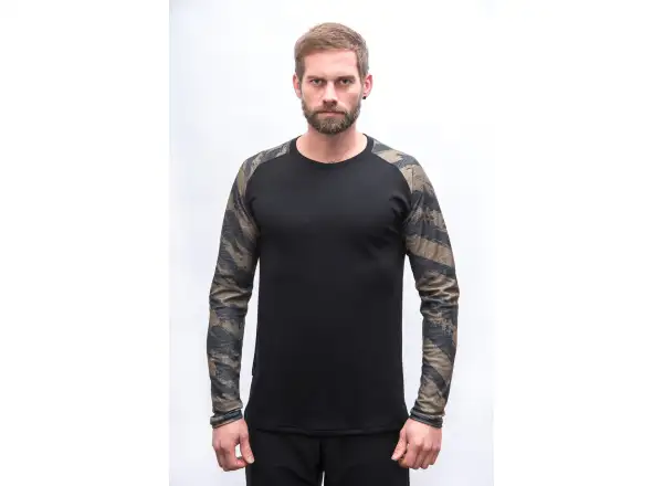 Sensor Merino Blend Impress męska koszulka długi rękaw czarna/brush