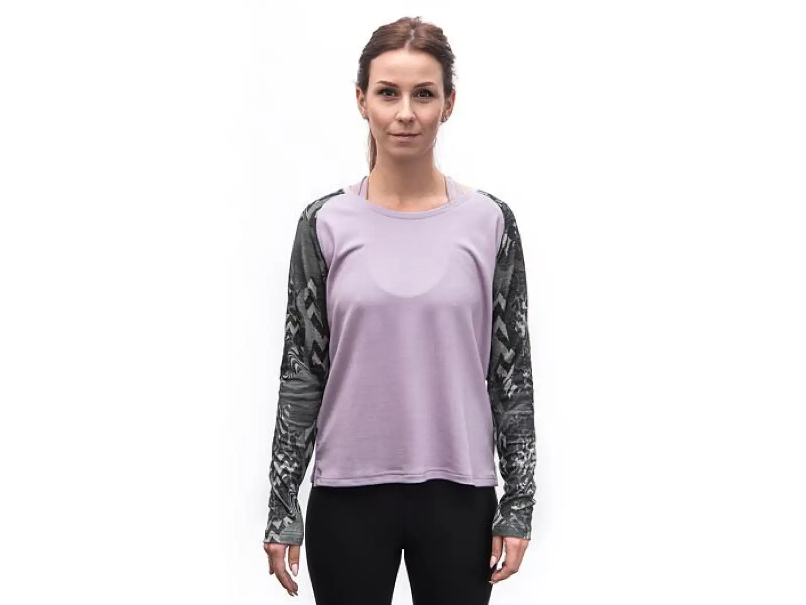 Sensor Merino Blend Impress damska koszulka dlugi rekaw Mystic Violet/Zebra