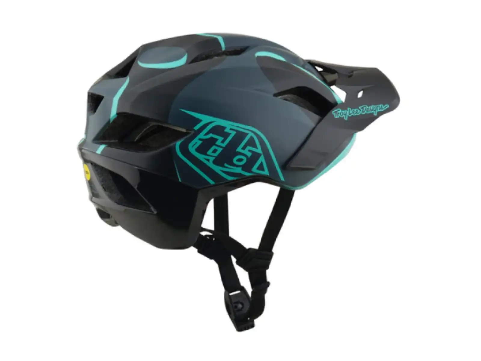 Troy Lee Designs Flowline SE MIPS kask Badge Carbon/Real Teal