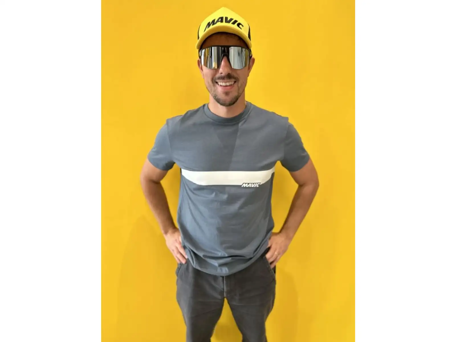 Mavic Corporate Stripe męska koszulka krótki rękaw Orion Blue/Off White