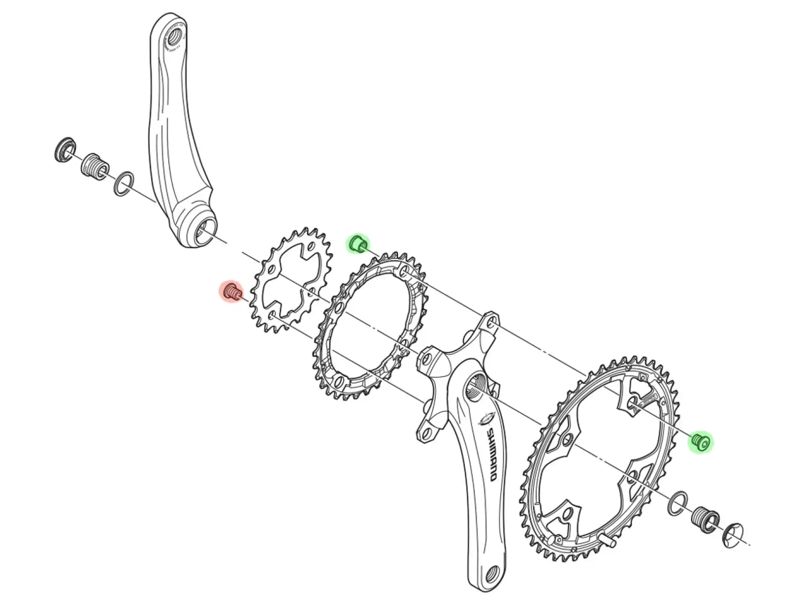 Shimano FC-M540/590 śruby do tarczy 4 sztuki Small