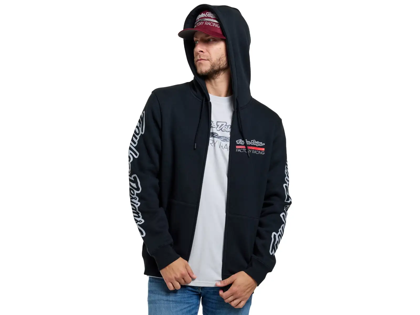 Troy Lee Designs Factory Racing męska bluza z zamkiem błyskawicznym Black heather/Red