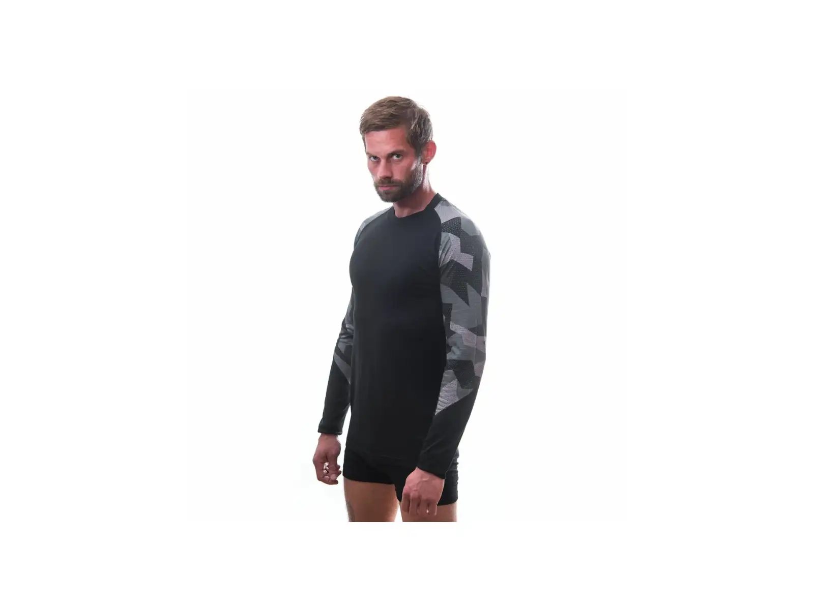 Sensor Merino Impress męska bielizna termoaktywna długi rękaw czarna/Camo