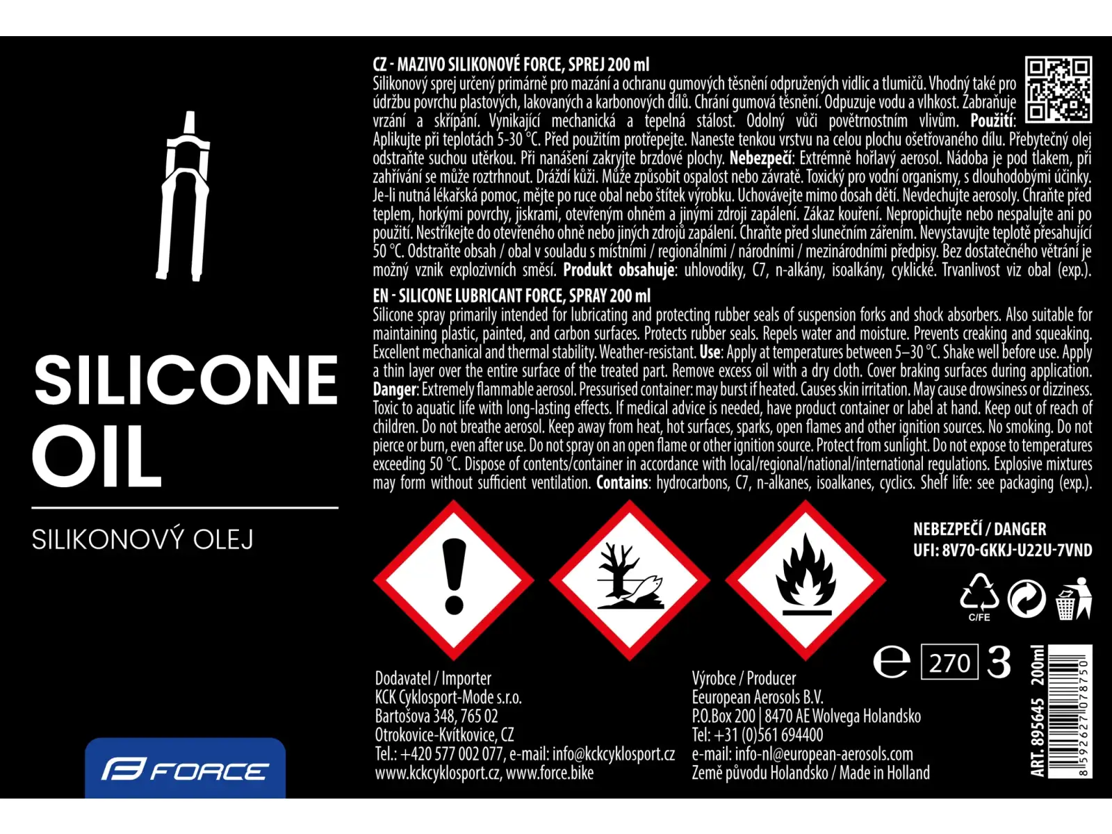 Force silikonowy olej w sprayu 200 ml