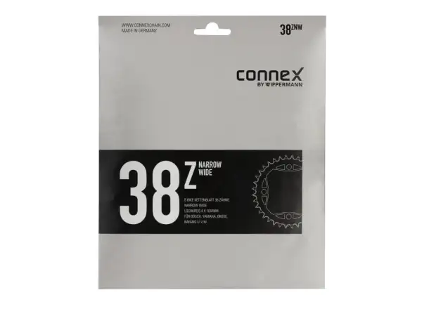 Connex Koronka 38z TZ, Wipperman Al, grubość 3 mm, rozstaw 104mm, do E-rowerów