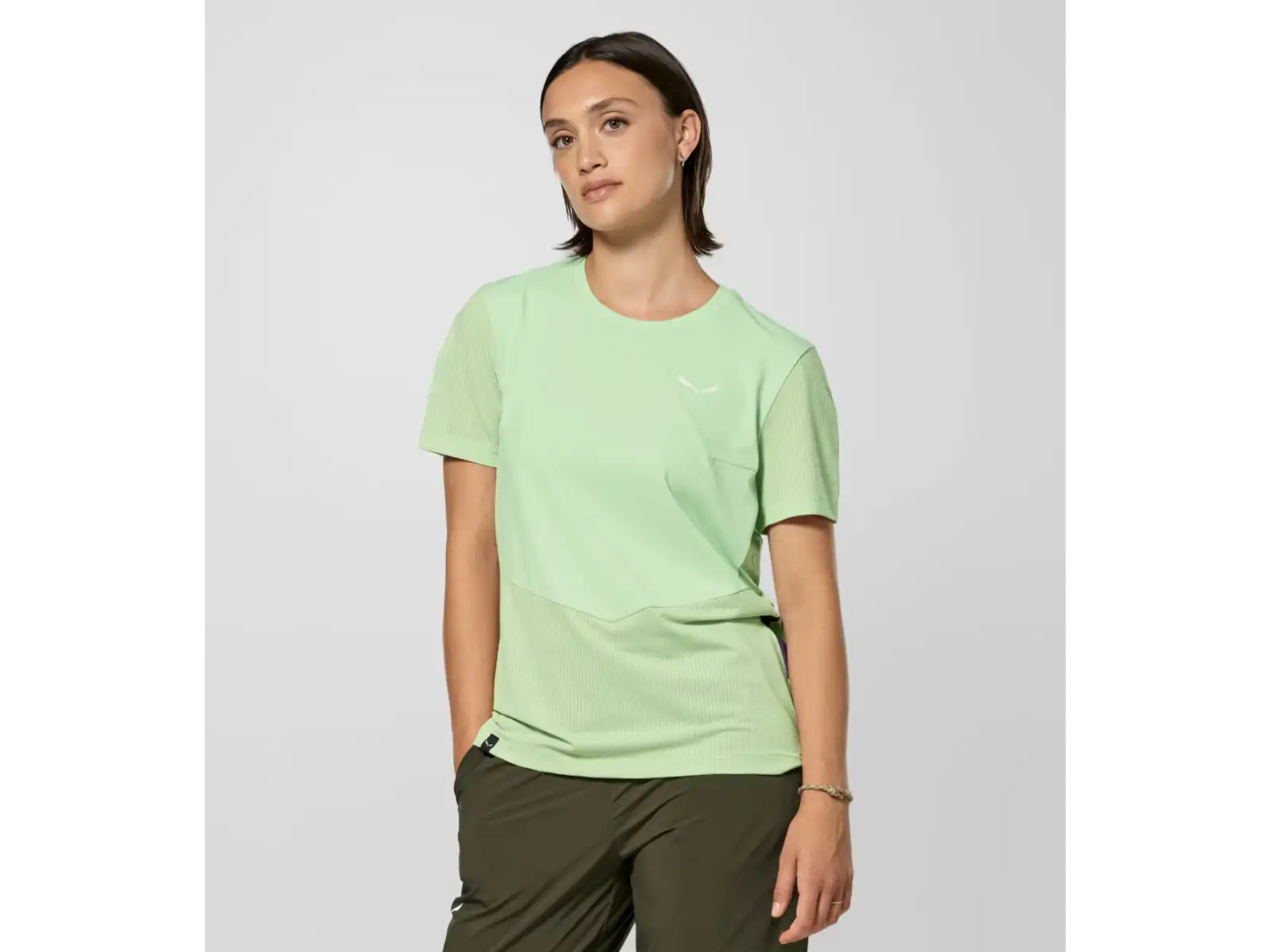 Salewa Dry'Ton Hybrid damska koszulka z krótkim rękawem Pastel Green