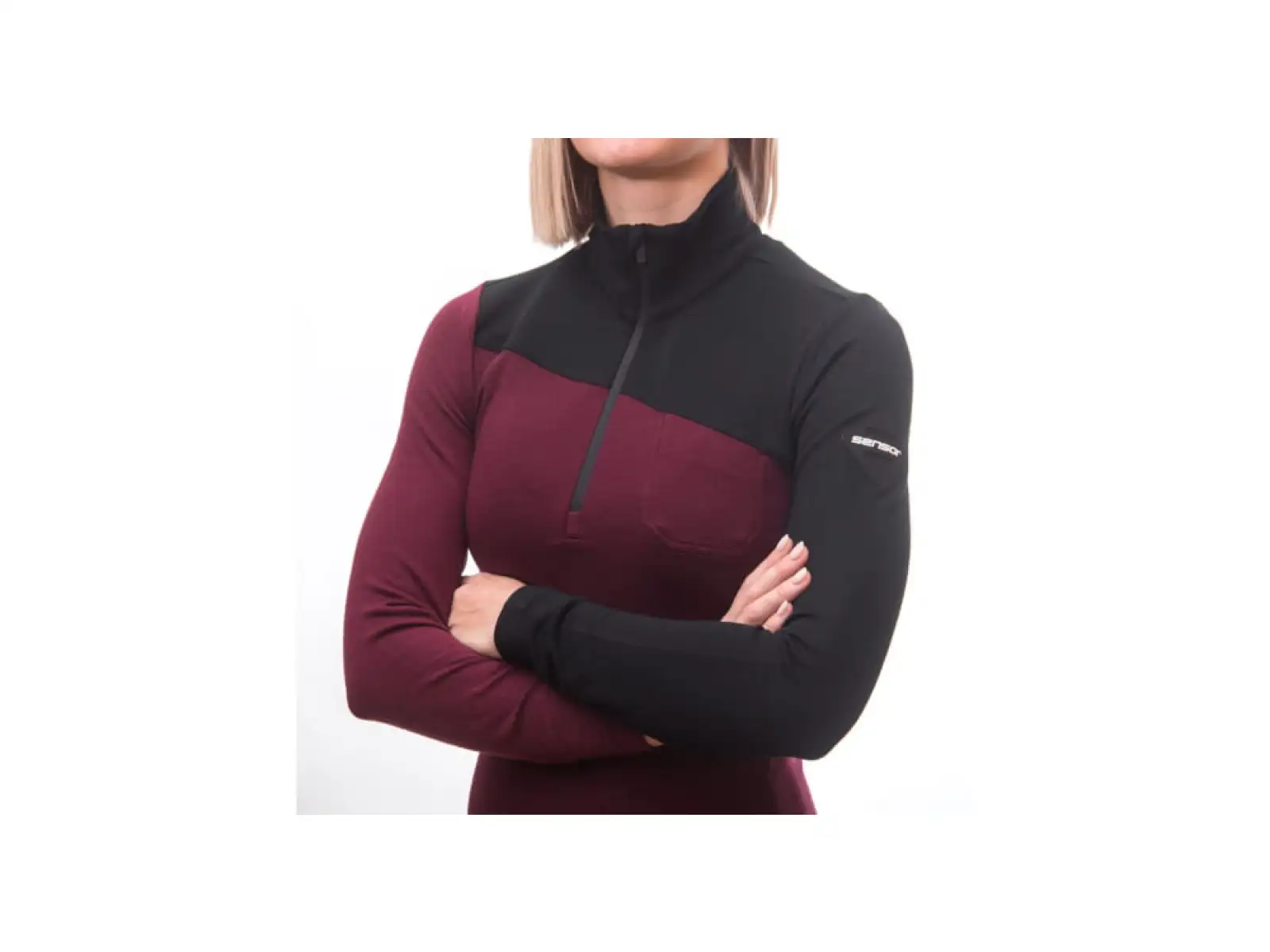 Sensor Merino Extreme damska koszulka dlugi rekaw czarna/Port Red