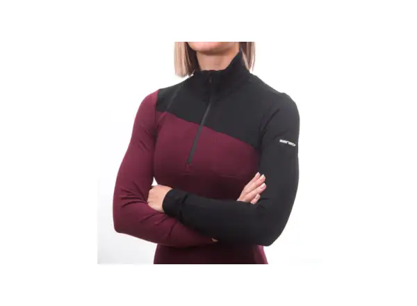 Sensor Merino Extreme damska koszulka dlugi rekaw czarna/Port Red