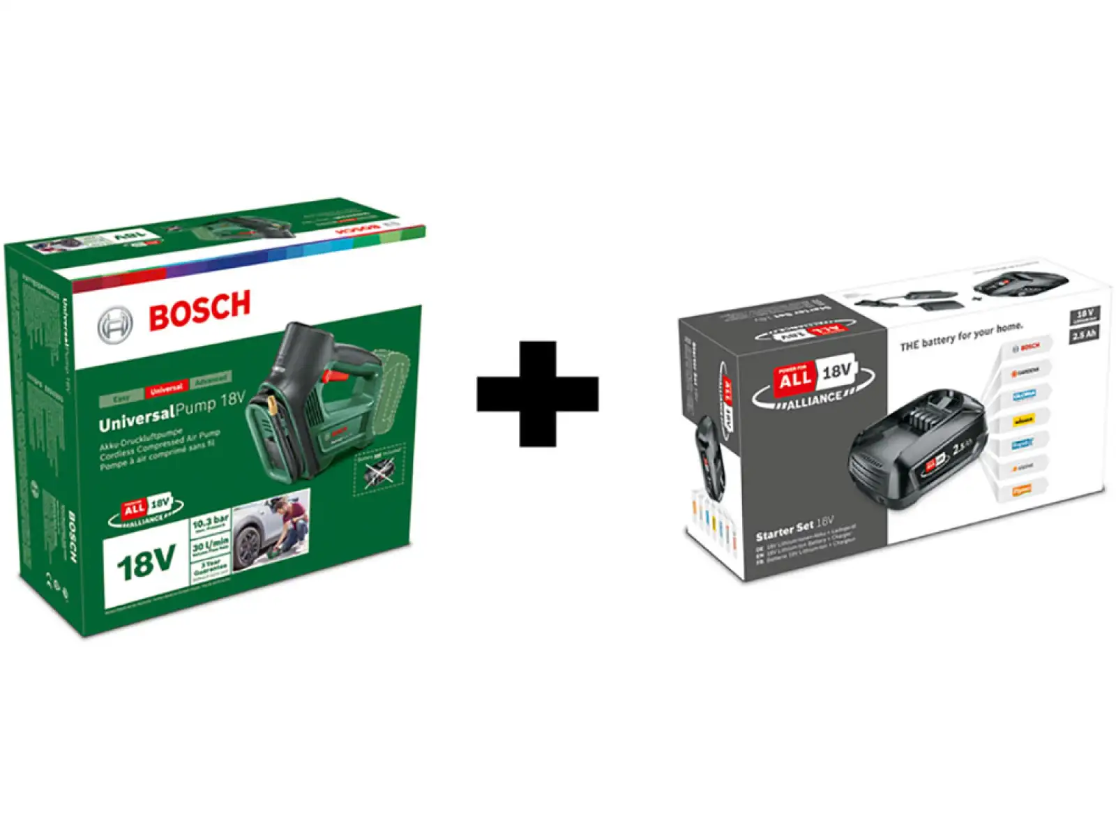 Bosch UniversalPump 18V Bezprzewodowa Pompa Pneumatyczna + Zestaw Startowy 18V
