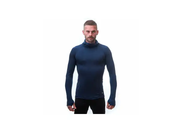 Sensor Merino DF męska koszulka z długim rękawem z kapturem Deep Blue