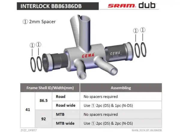 Cema supportu podporowe BB86-BB92 do osi DUB