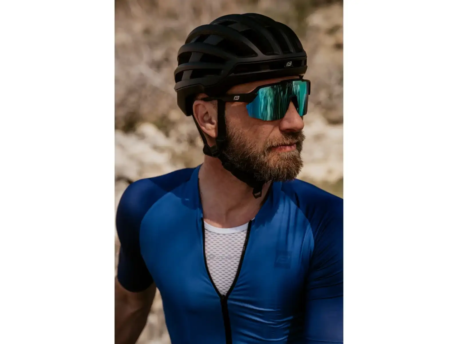 Force Pulse okulary rowerowe czarne/niebieskie lustrzane szkło
