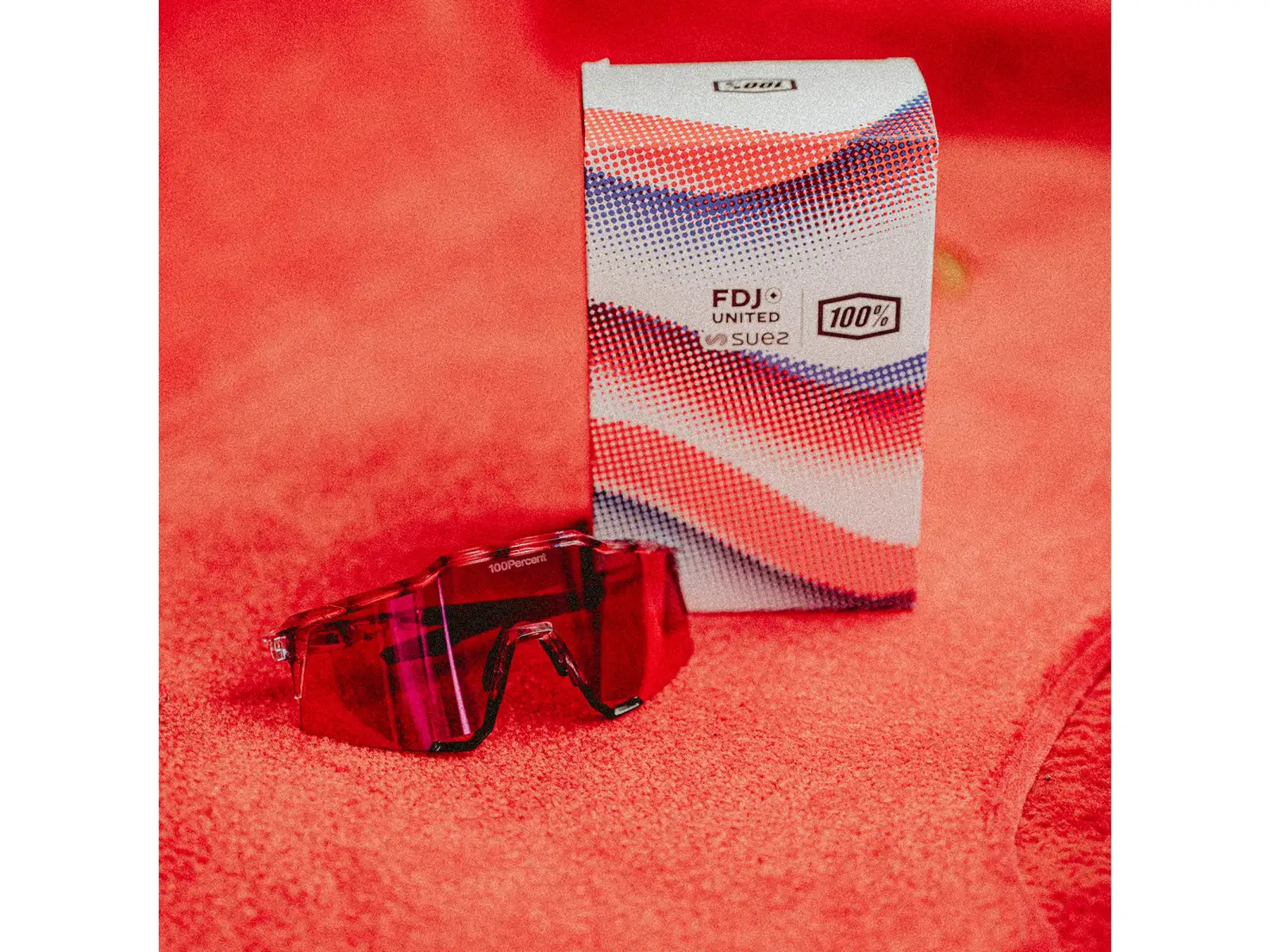100% Speedcraft okulary FDJ Gloss Translucent Red/Blue/HiPER Fire Red Mirror Lens