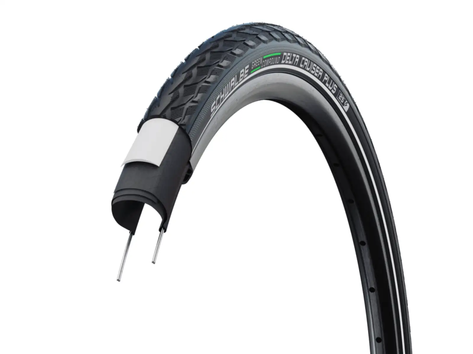 Schwalbe 50-622 DeltaCruiser Plus Active PunctureGuard E-25, drutowy, Green compound, black-