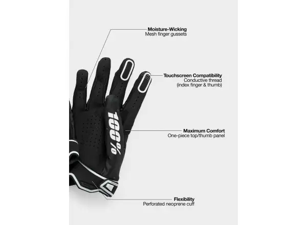 100% Ridefit męskie rękawice Black