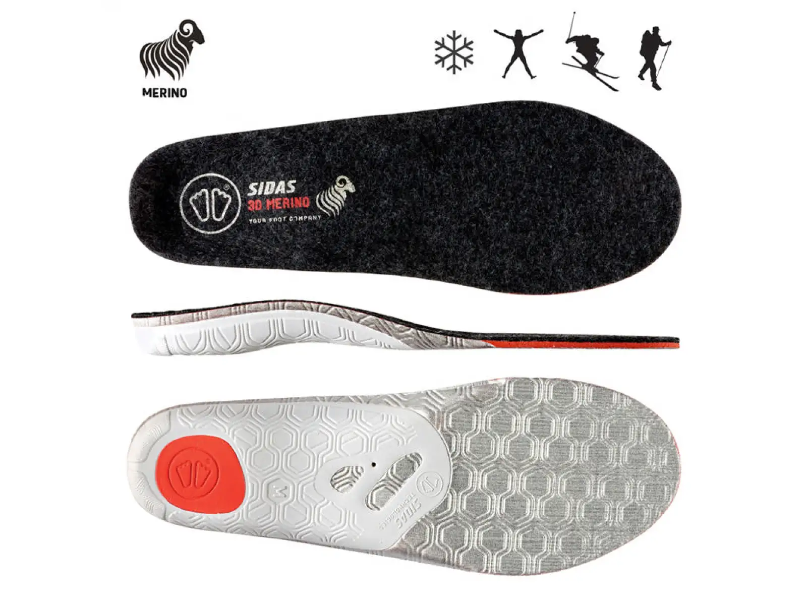 Sidas Winter 3D Merino wkładki do butów średnie sklepienie 1 para