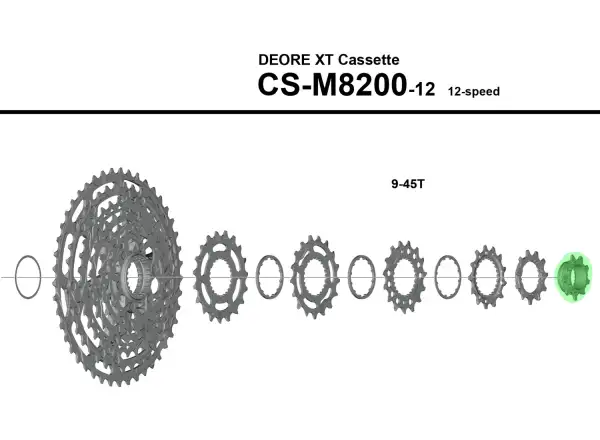 Shimano CS-M9200 zębatka 9 zębów z nakrętką